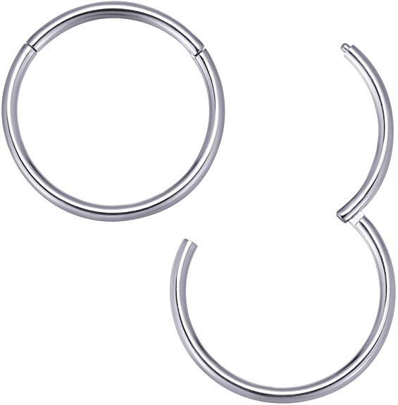 USENTS Hoop Nose Ring 20G 18G 16G 14G Hinged Seamless Segment Ring Comfort Fit for Men and Women