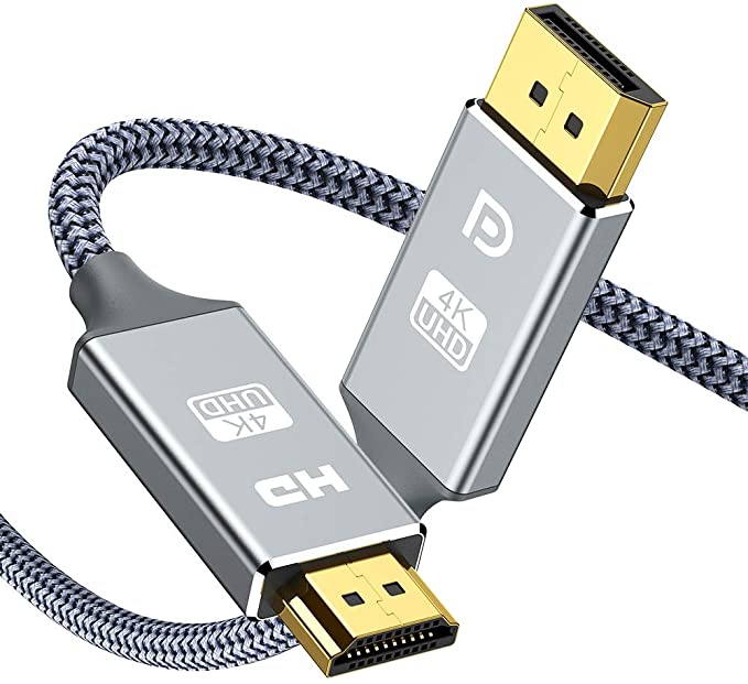 DisplayPort to HDMI Cable 3.3 Feet, Snowkids DP to HDMI Cable 3.3ft,Nylon Braided High Speed Display Port to HDMI Male to Male Cord,Supports 4K@30Hz, 1080P, 2K@60HZ Compatible for Projector