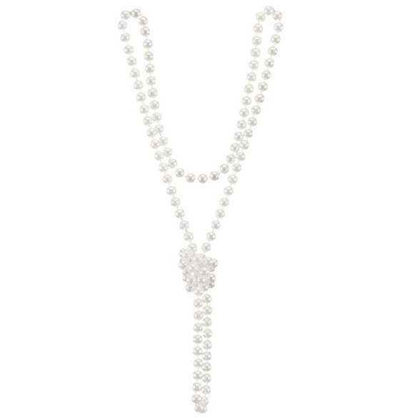 Wiipu Flapper Long Faux Pearl Glass Bead 58" Single Strand Necklace
