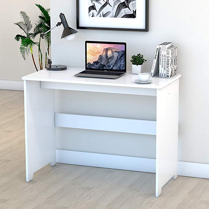Lv. life Computer Desk, PC Laptop Table Workstation & Wooden Office Study Desk for Home Office (White)