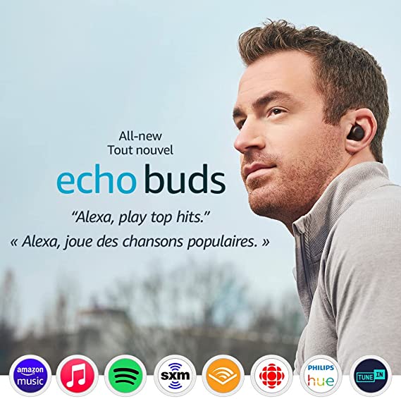 All-new Echo Buds (2nd Gen) | Wireless earbuds with active noise cancellation and Alexa | Wireless charging case | Black