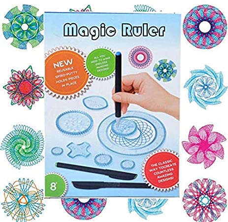 Ipienlee Magic Ruler 27pcs ABS Painting Set Interlocking Gears Wheels Drawing Accessories Creative Educational Toy for Children (003)