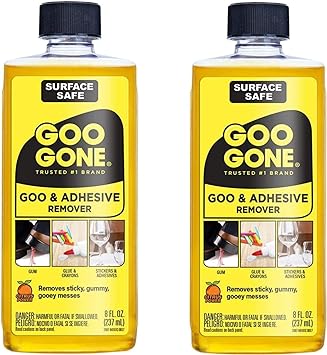 Goo Gone Original - 8 Ounce - Surface Safe Adhesive Remover Safely Removes Stickers Labels Decals Residue Tape Chewing Gum Grease Tar - Pack of 2