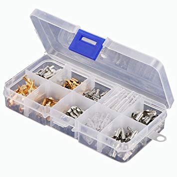 Sunsbell Car Spade Connector Wire Terminals Crimp Connectors 150pcs 6.3, 2.8, 4.8, 4.0mm Male Female Car Wire Terminal