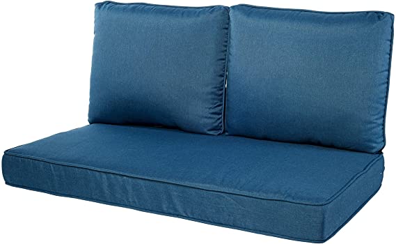 Quality Outdoor Living 29-MB02LV Loveseat Cushion, 46 x 26 3PC, Machine Blue