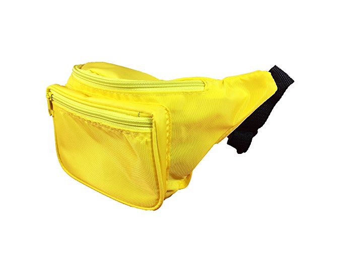 Neon Fanny Pack, 80's Style Waist Bag, 3 Pockets, Multiple Colors Available