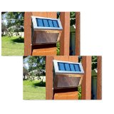 OxyLED 2 Pack SL05 LED Solar Powered Step Garden Wall Path Lights Stainless Steel