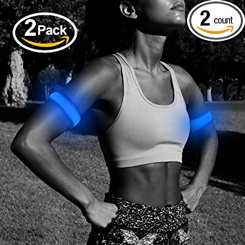 2 Pack, BSeen (TM) Glow LED Armband, Glow and Flash, High Visibility in the Dark for the safety of Runners, Joggers, Pet Owners, Cyclists