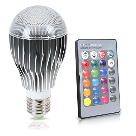 GPCT LED 9W Color Changing Bulb with 64 Levels of Brightness/Color Combinations and 5 Lighting Modes - RGB