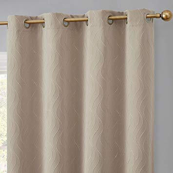 HLC.ME Camden 100% Complete Blackout Thermal Insulated Window Curtain Grommet Panels - Energy Efficient & Noise Reducing - Great for Living Room & Bedroom - Set of 2 (50" W x 63" L, Taupe)