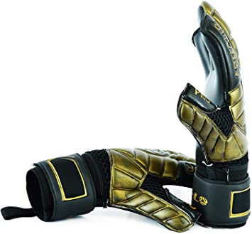 K-LO Fingersave Goalkeeper-Soccer Goalie Gloves- Armour Pro-Pack Extra Precision Grip, German Latex Build-Hybrid Cut, Inside Silicone Gel, Non-Slip-Youth-Kids   Adult Sizes Free Items Included