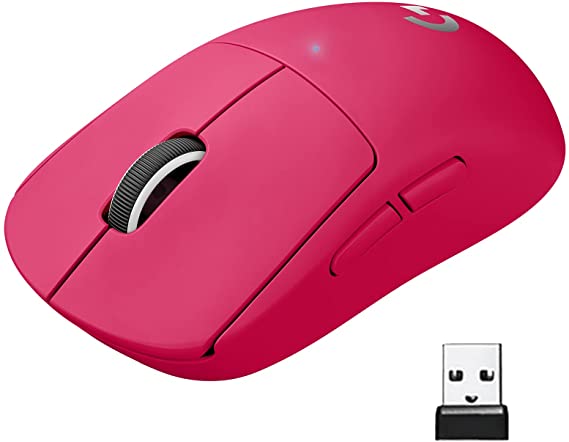 Logitech G PRO SUPERLIGHT Wireless Gaming Mouse, Ultra Lightweight 63 g, HERO 25K Sensor, 25,600 DPI,5 Programmable Buttons, Long Battery Life, On-Board Memory, for esports,Compatible PC/Mac - Magenta