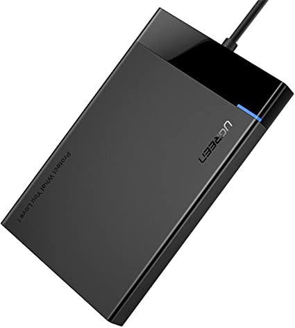 UGREEN Festplattengehäuse 2,5 Zoll USB 3.0 Externes Gehäuse UASP USB 3.0 Festplatte Gehäuse für 2.5 Zoll SATA SSD und HDD in Höhe 9.5mm 7mm USB Case mit USB 3.0 Kabel, werkzeuglose Montage