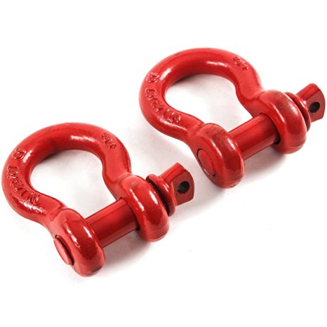 2 Pak 3/4" Patriot RED 19mm 4x4 D Ring Shackle 4.5 Ton Boat Marine Anchor Bow Screw Pin - Off Road , Truck, Jeep - Chain, Rope, Cable, Winch