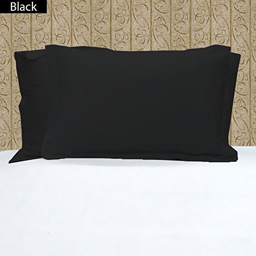 Solid Pattern 100% Egyptian Cotton 500 Thread Count 2 Pc Pillow Shams All Size & Colors ( King ,Black)
