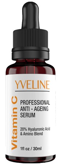 Professional Vitamin C Serum for Face with 20% Vitamin C and Hyaluronic Acid Organic Skin Treatment to Repair Sun Damage and Reduce Wrinkles - 30ml