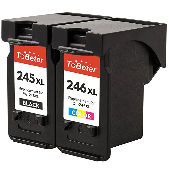 ToBeter Remanufactured Ink Cartridge Replacement for Canon PG-245XL CL-246XL PG-243 CL-244 (1 Black, 1 Tri-Color) for Canon Pixma MX492 MX490 MG2420 MG2520 MG2522 MG2920 MG2922 MG3022 MG3029 iP2820