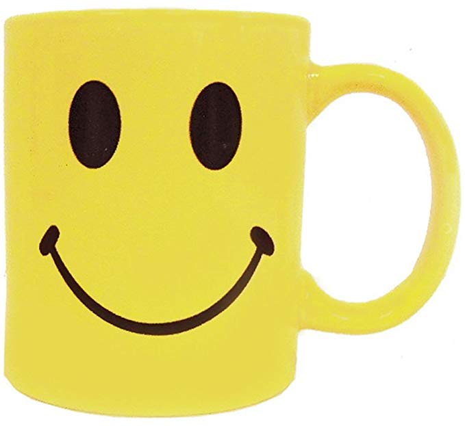 Yellow Retro Smiley Face Coffee Cup Mug-Ceramic-8 Oz