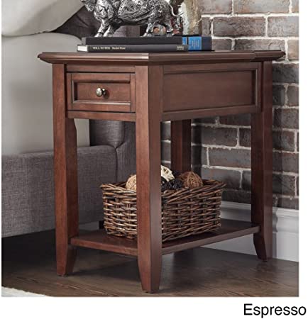 Shadyside Devonshire 1-Drawer Side Table with Charging Station (Espresso)