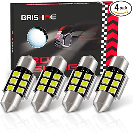 BRISHINE 4PCS Festoon 28MM 29MM DE3175 LED Bulbs, 2835 Chipsets Canbus Error Free 1.1” DE3021 3175 3022 N3 LED Bulbs for Car Interior Dome Map Door Courtesy License Plate Lights, Xenon White