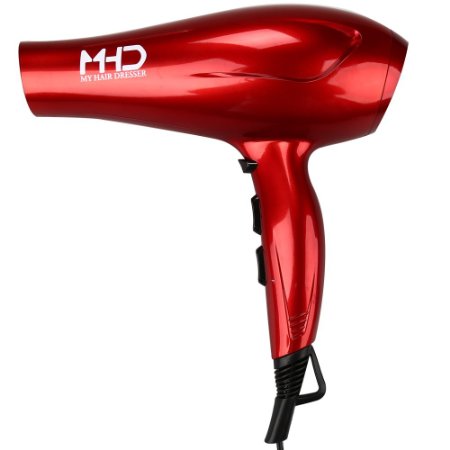 MHD Professional DC Powerful Hair Dryer Ionic Blow Dryer Red Hairdryer 1.8M Cable UK Plug