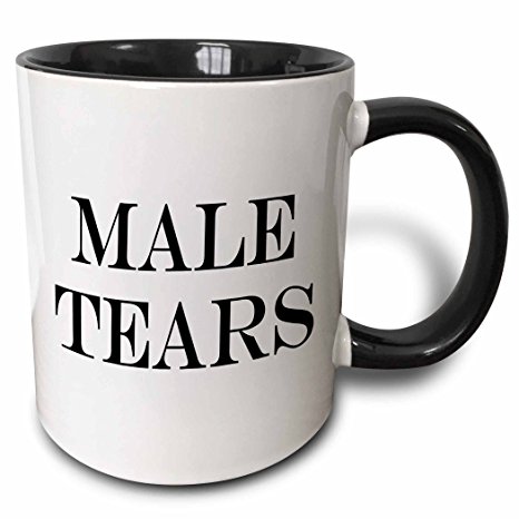 3dRose Male Tears. Two Tone Black Mug, 11 oz, Black/White