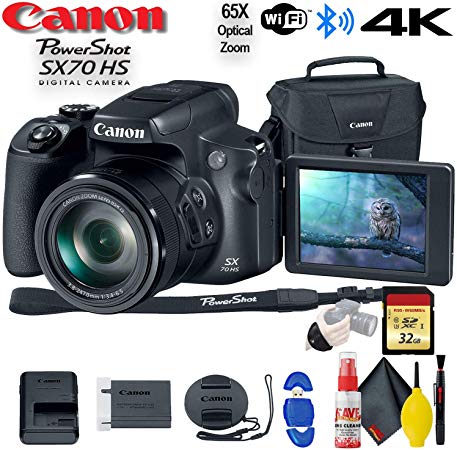 Canon PowerShot SX70 HS Digital Camera (3071C001) - with 32GB Memory Card, Bag, Cleaning Kit, and More