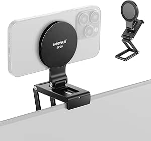 Neewer Continuity Camera Mount for Desktop Monitor, Magnetic Tri Fold Desk Phone Camera Webcam Mount Holder with Arca Type Base, Compatible with MagSafe iPhone iMac Desktop Mac Laptop Samsung, SP08