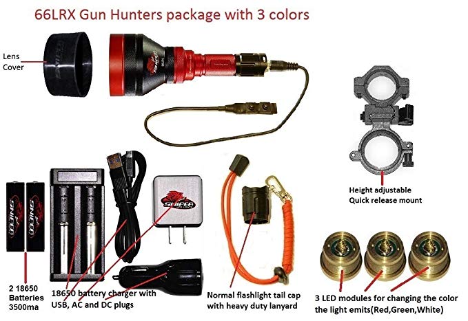 Sniper Hog Lights 66LRX Gun Hunters Package with 3 Colors
