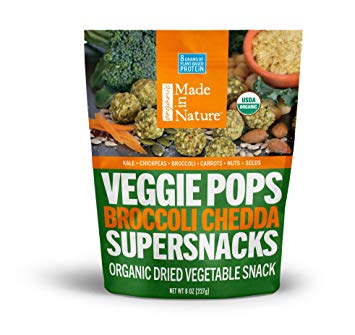 Made in Nature Organic Veggie Pops - Broccoli Chedda 8 oz - Non-GMO Vegan Veggie Snack