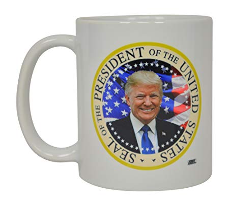Rogue River Tactical Donald Trump Coffee Mug The President Of The United States Seal Novelty Cup Gift Idea MAGA,White