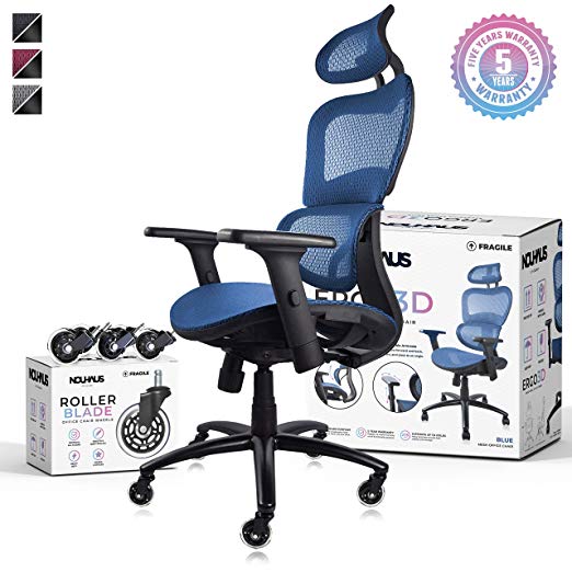 Nouhaus Ergo3D Ergonomic Office Chair - Rolling Desk Chair with 3D