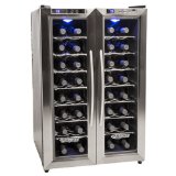 EdgeStar 32 Bottle Dual Zone Wine Cooler with Stainless Steel Trimmed French Doors and Digital Controls