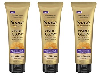 Lot of 3 Suave Professionals Visible Glow Self-Tanning Body Lotion, Fair to Medium 7.5 oz