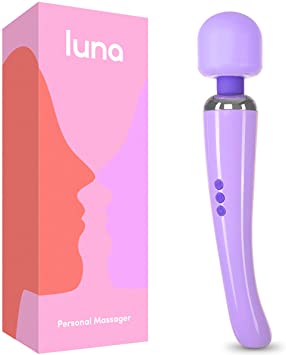 Luna Premium Rechargeable Personal Wand Massager - Large Edition - 20 Powerful Patterns & 8 Speeds - Perfect for Muscle Tension, Back, Neck Relief, Soreness, Recovery - Lavender Purple