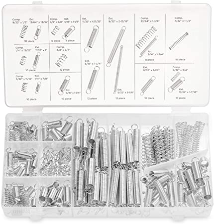 Neiko 50456A Spring Assortment for Light Repairs, Steel Zinc Plated 200-Piece Set