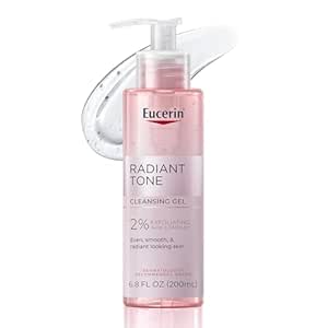 Eucerin Radiant Tone Cleansing Gel with AHA Complex, Face Cleanser Improves Skin Clarity and Boosts Radiance for All Skin Types, 6.8 Fl Oz Bottle