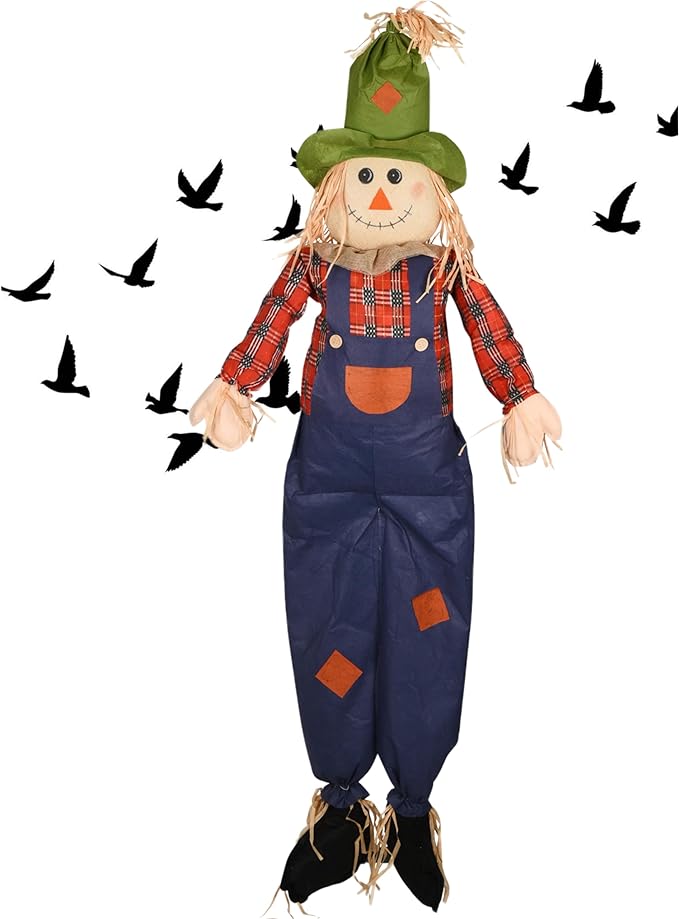 Homarden Life-Size Scarecrow - Realistic Scarecrow to get rid of Crows, Hand-Painted Garden Decorations Fall, Halloween, Thanksgiving - Outdoor Scarecrow Kit, Country Charm - 5ft / 62" Tall