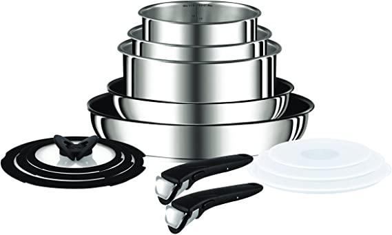 Tefal Ingenio Preference Stainless Steel 13 Pieces Cookware Set, Silver, L9409042