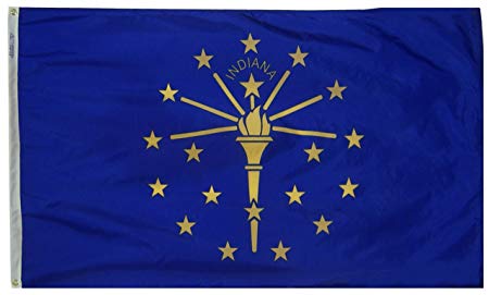 Annin Flagmakers Model 141660 Indiana State Flag 3x5 ft. Nylon SolarGuard Nyl-Glo 100% Made in USA to Official State Design Specifications.
