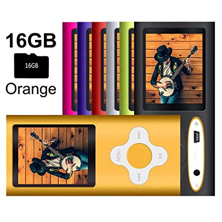 G.G.Martinsen MP3/MP4 Player with a 16GB Micro SD Card, Mini USB Port 1.8 LCD, Digital Music Player, Media Player, MP3 Player, MP4 Player, Support Photo Viewer- Orange