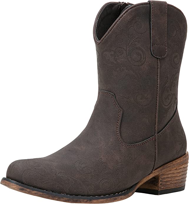 Jeossy Women's 9805 Cowboy Boots Western Ankle Square Toe Booties with Zipper