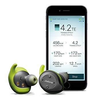 Jabra Elite Sport True Wireless Waterproof Fitness & Running Earbuds with Heart Rate and Activity Tracker - Advanced Wireless connectivity and Charging case - 4.5 Hour (Lime Green/Gray)