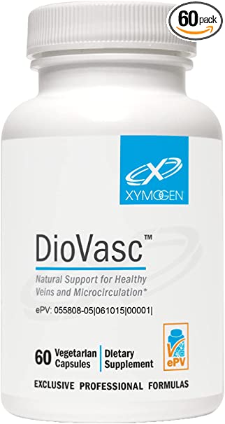 XYMOGEN DioVasc - Support for Healthy Veins, Capillaries, Blood Circulation - Micronized Diosmin for Enhanced Absorption - Blood Flow Supplement, Helps Promote Normal Lymphatic Drainage (60 Capsules)