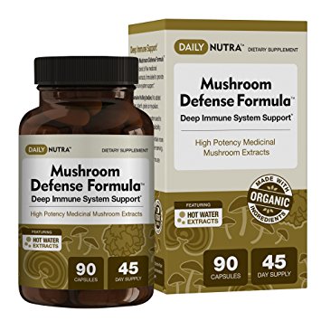 Mushroom Defense Formula - Deep Immune System Support 1000mg - Medicinal Mushrooms Hot Water Extracted - Reishi, Chaga, Maitake, Shiitake & Turkey Tail