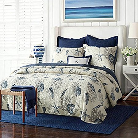 Brandream Queen Size Blue Ocean Comforter Set Nautical Bedding Set