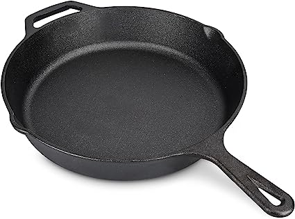 Navaris Cast Iron Skillet - 10 inch Cast Iron Pan - Seasoned Cookware for Frying, Cooking, Oven, Stove Top, Camping