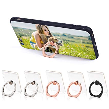 Phone Ring Cell Phone Ring Holder 360 Degree Rotation Phone Ring Holder Transparent Finger Ring Stand Kickstand for iPhone Android Phones iPhone Ring iPhone Holder for Hand Set of 5