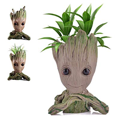 Udream Groot Plant Pot FlowerPot Cartoon Flowerpot Figures Cute Model, Groot Succulent Planter Cute Green Plants Flower Pot with Hole Pen Pot Best Gifts For Kids