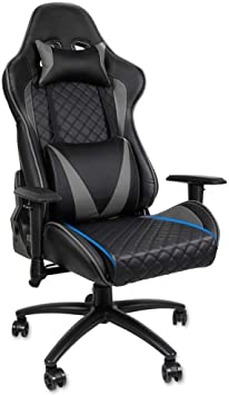 Tenflyer Gaming Chair, Ergonomic Computer Gaming Chair Racing High Back PU Leather Adjustable Angle with Headrest Lumbar Support 10 Days Delivery